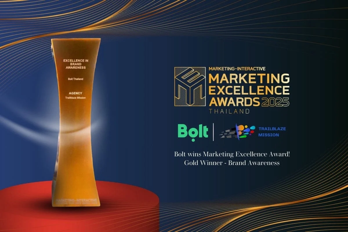 Trailblaze Mission Wins Gold at the Marketing Excellence Awards 2025, Reinforcing Its Role as the Creative Force Behind Bolt Thailand’s Brand Awareness